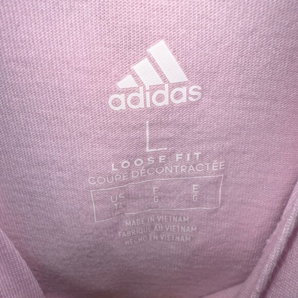 Adidas Pink Long Sleeve Shirt with Hood Sz L 14 Youth - Picture 3 of 3